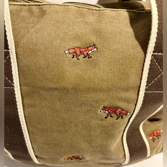Vintage L.L. Bean Large Fox Embroidered Boat and Tote Bag – Rare - Picture 3 of 11